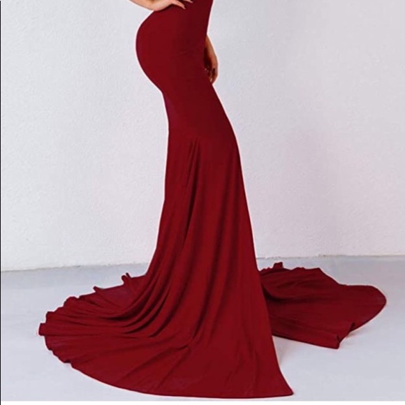 Red mermaid strapless wedding bridal dress - Picture 3 of 4